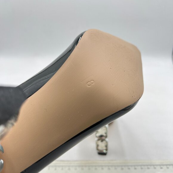 FSJ Black-pearls Jeweled High Heel Pointed Toe Pump Slip On Sparkling Heel Shoes - Picture 6 of 8